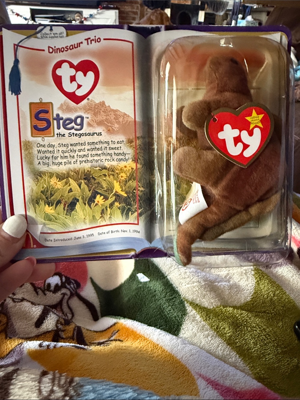 TY STEG The Stegosaurus 1994 Mc Donalds Beanie Baby RARE RETIRED DINOSAUR TRIO